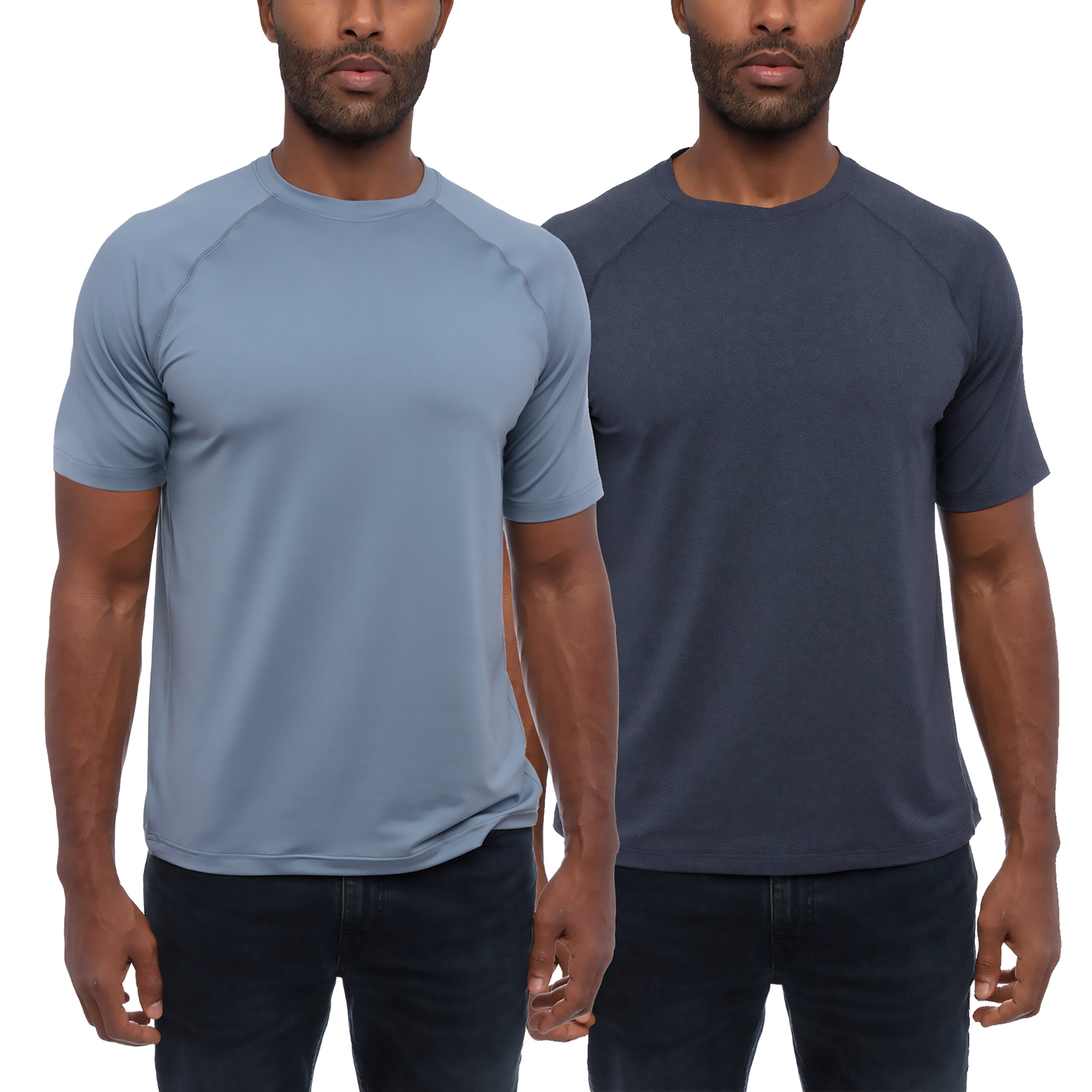 Glacier Men's Performance 2-Pack Tee, CHAMBRAY SOLID/ NAVY HEATHER, S